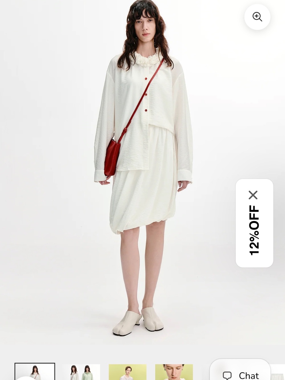 White Ruffle-Collar Button-Up Shirt - Picture 10 of 11